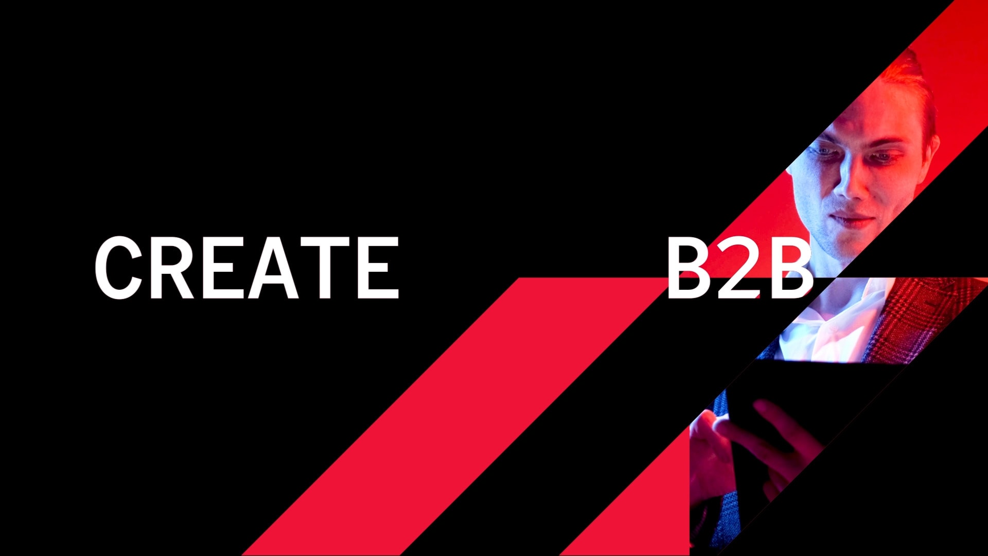 K16 Präsentationsagentur für visuelles Storytelling - Intro-Video Standbild mit Text "Create B2B"